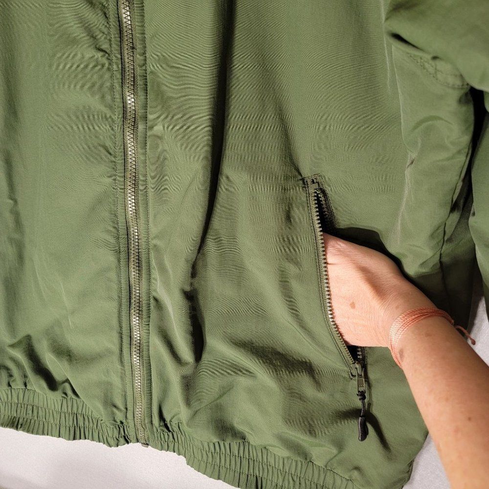 Cabelas Nylon Coat Jacket Mens‎ LT Fleece Lined Full Zip Pockets Mock Neck Green - Picture 5 of 15